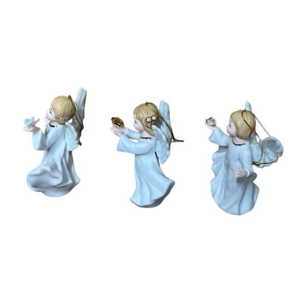 Home Interiors Angel Set Of 3 Christmas Ornaments White 4" - Picture 2 of 8